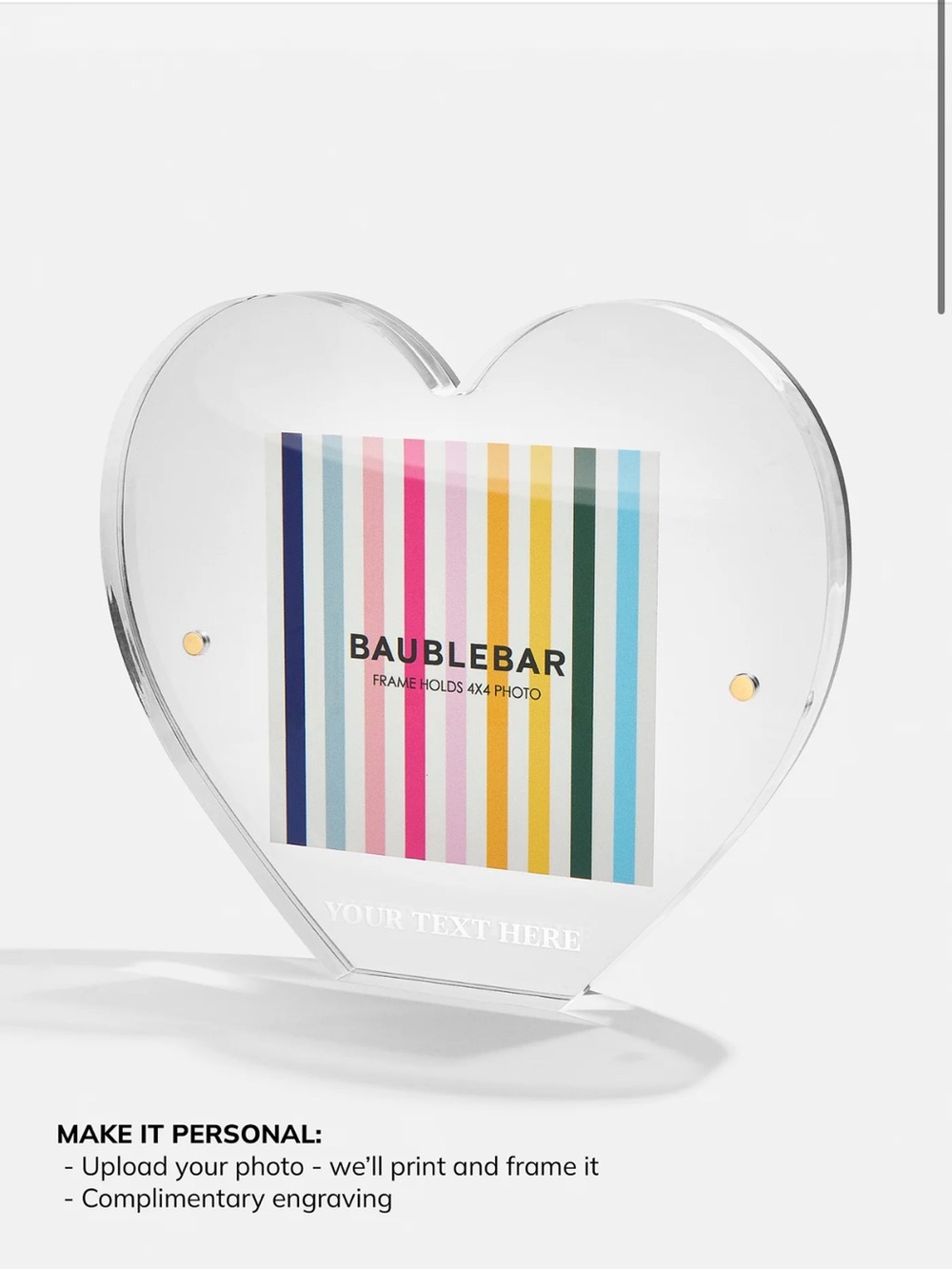 BaubleBar Heart-Shaped Clear Acrylic Photo Frame - Love You Lola